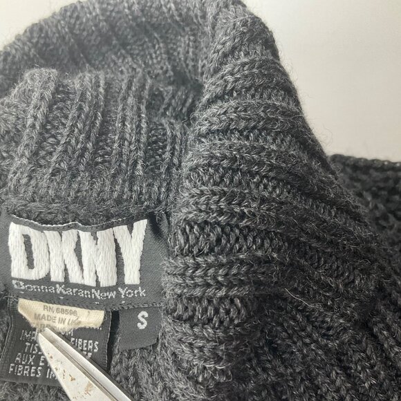VTG DKNY Unisex Small Black Chunky Oversized Turtleneck Sweater Wool - Picture 4 of 9